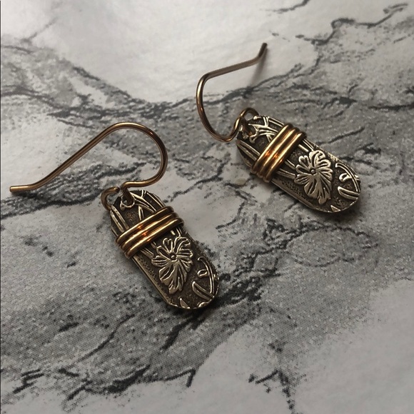 Jewelry - Oblong Detailed Earrings in Silver and Gold
